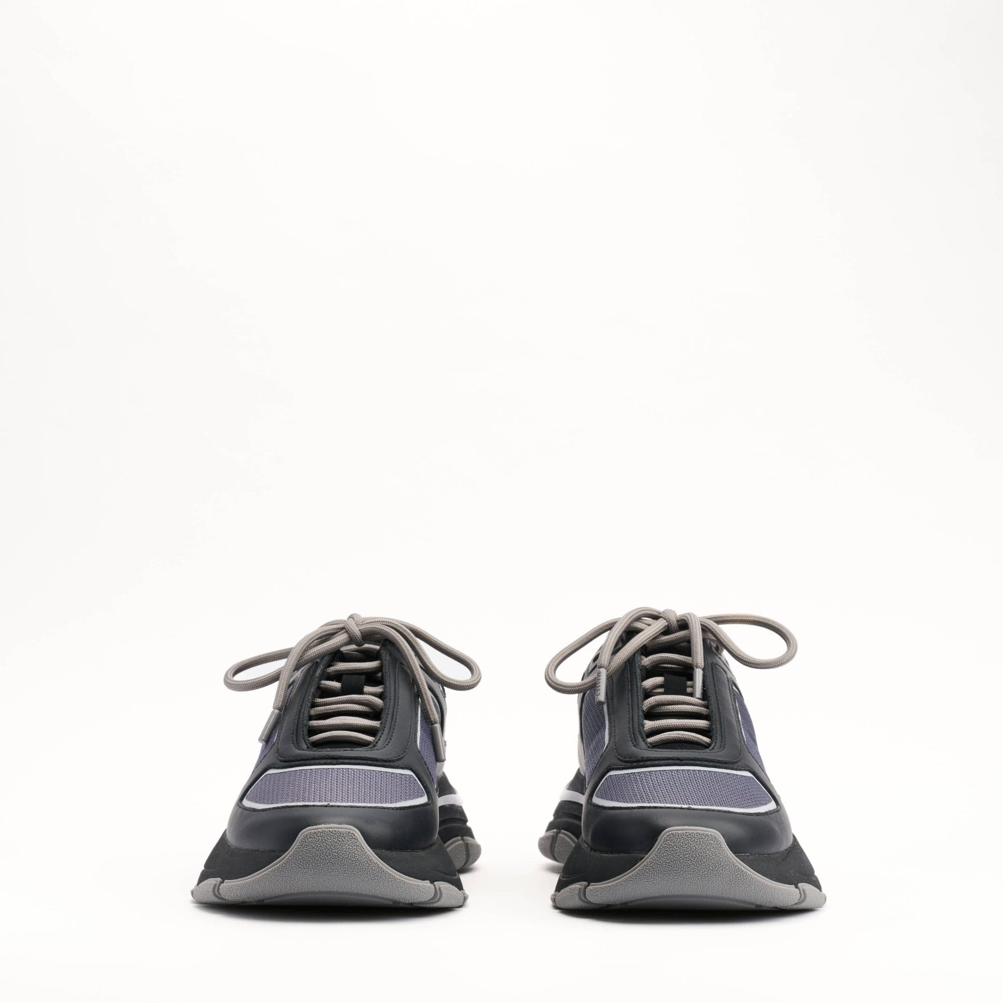 MALLET Alton Men's Black Chrome Ombre Leather Trainers — UK 05 — Size Black — Back View