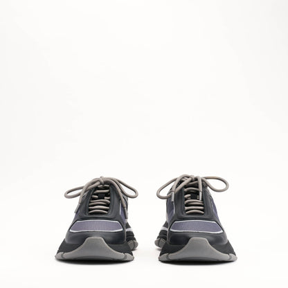 MALLET Alton Men's Black Chrome Ombre Leather Trainers — UK 05 — Size Black — Back View