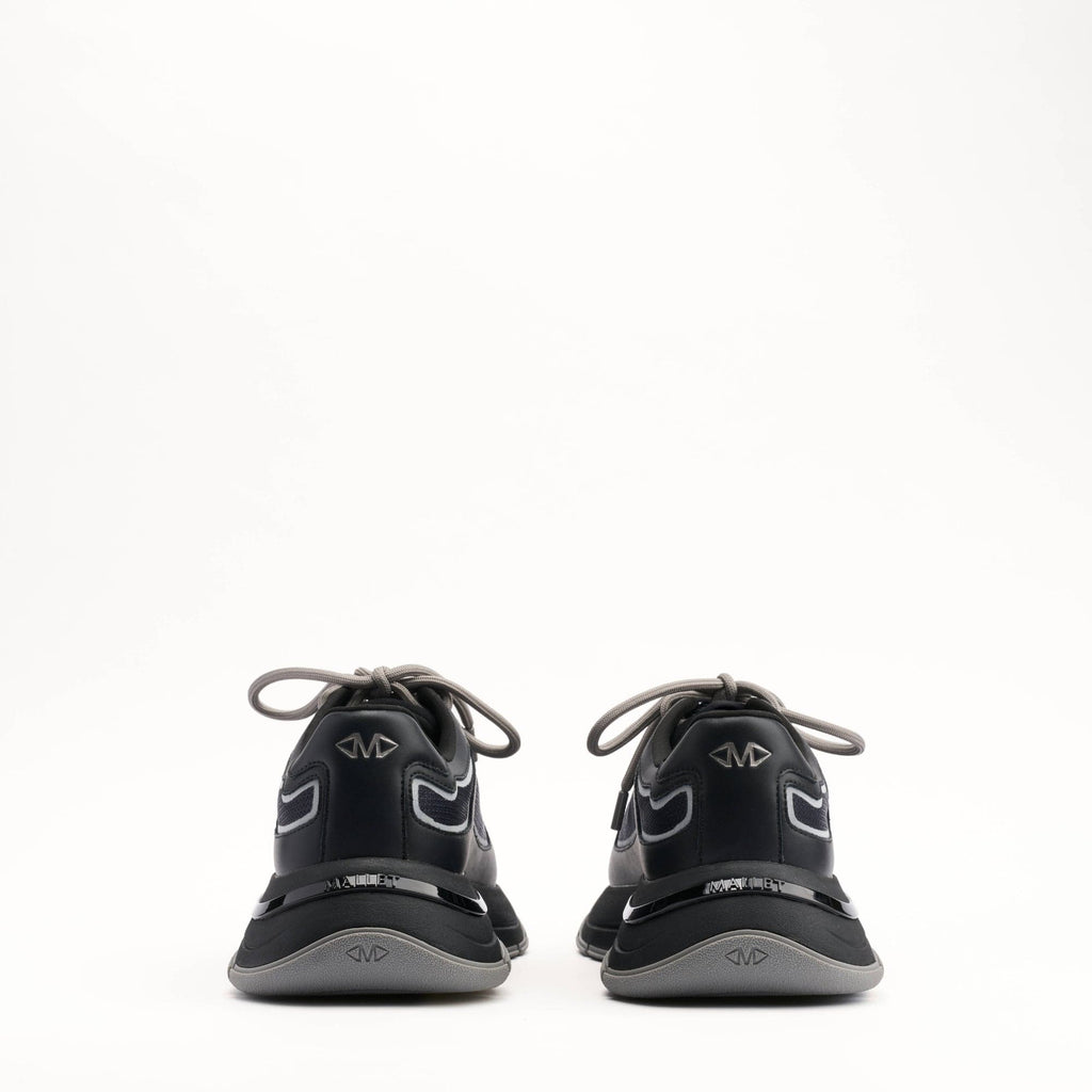 MALLET Alton Men's Black Chrome Ombre Leather Trainers — UK 05 — Size Black — Top View