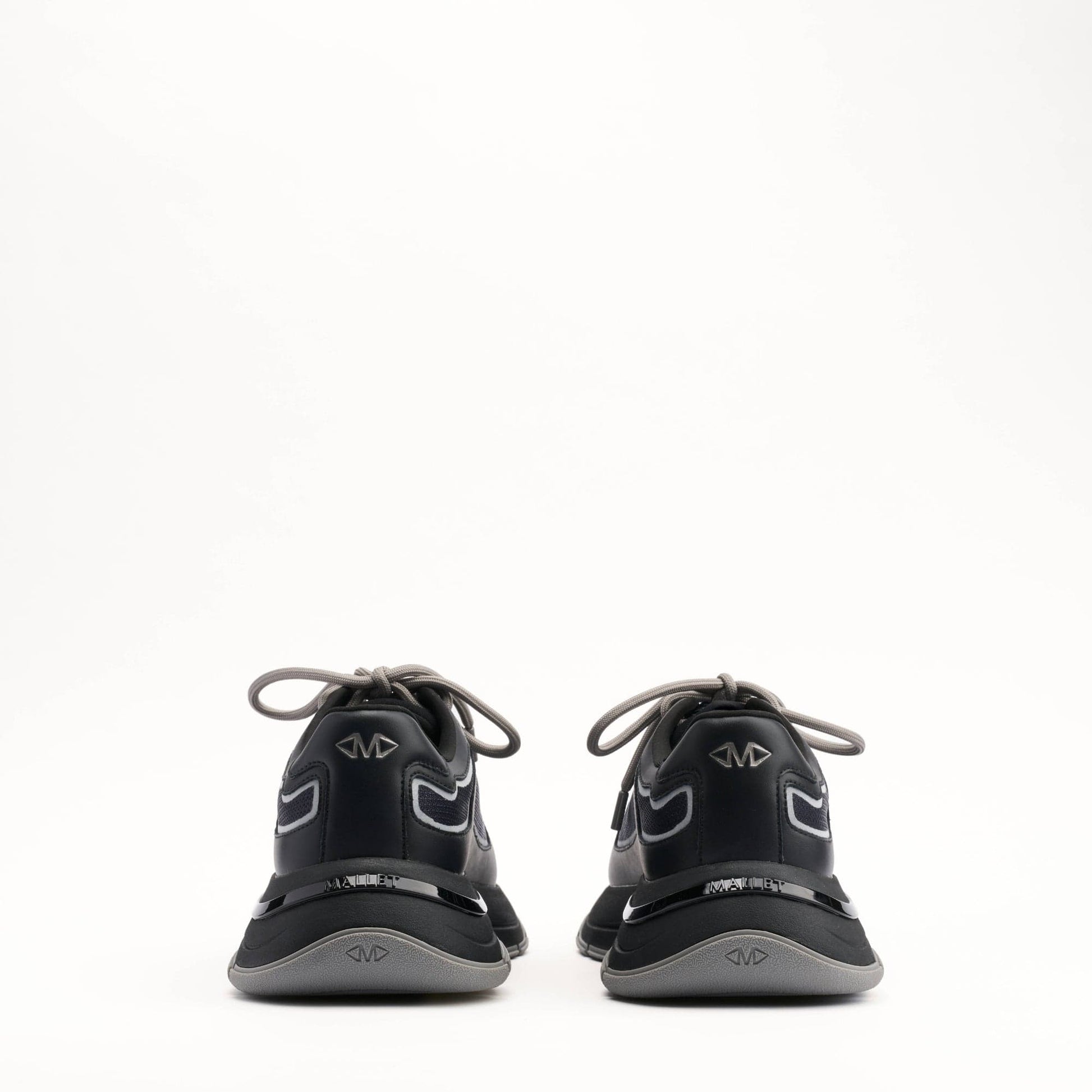 MALLET Alton Men's Black Chrome Ombre Leather Trainers — UK 05 — Size Black — Top View