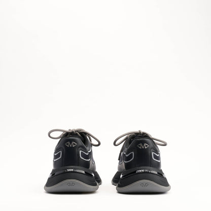 MALLET Alton Men's Black Chrome Ombre Leather Trainers — UK 05 — Size Black — Top View