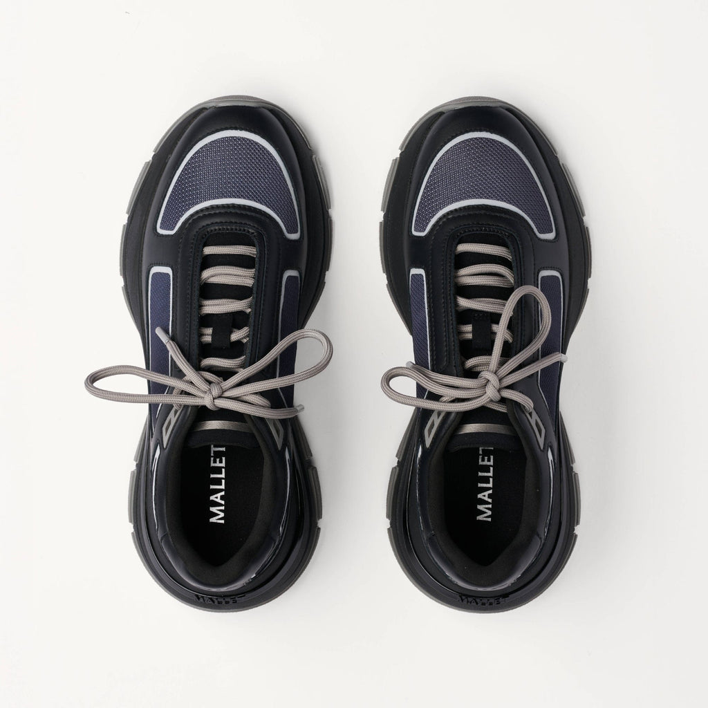 MALLET Alton Men's Black Chrome Ombre Leather Trainers — UK 05 — Size Black — Detail View