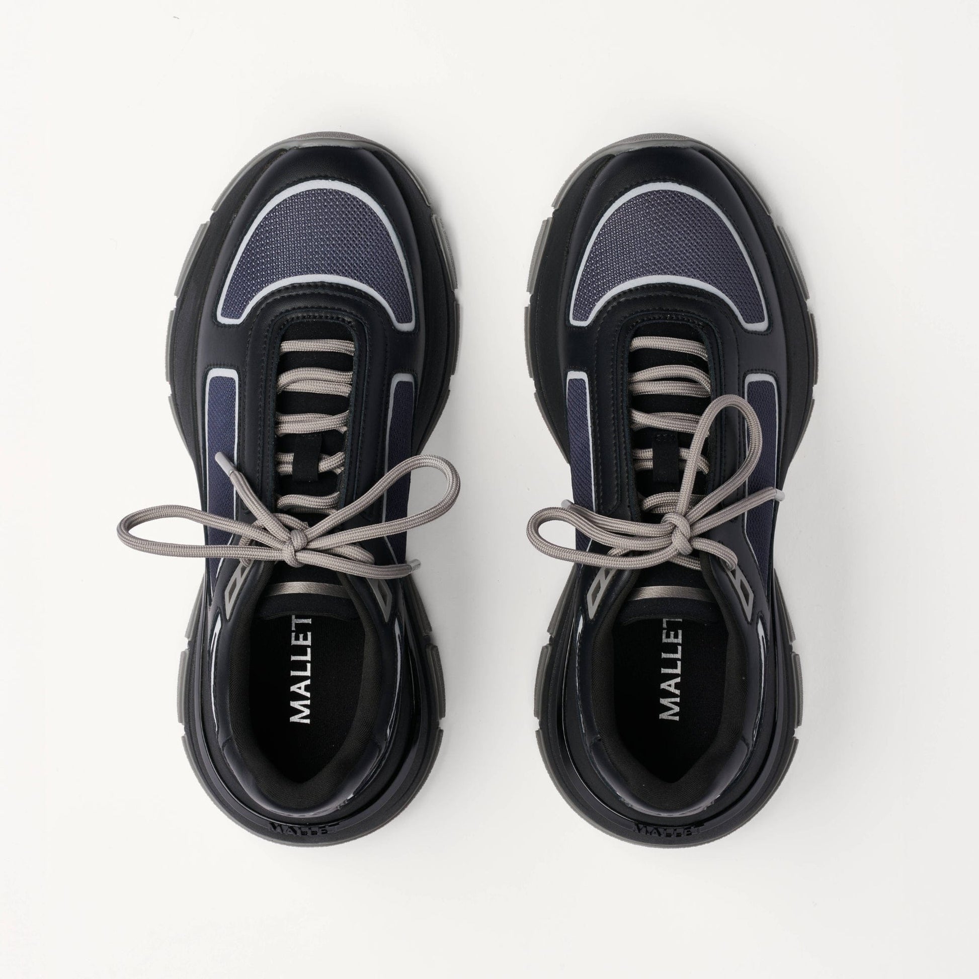 MALLET Alton Men's Black Chrome Ombre Leather Trainers — UK 05 — Size Black — Detail View