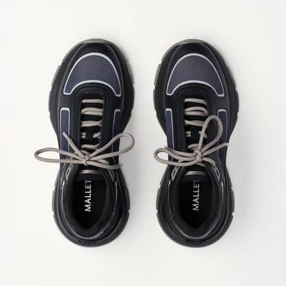 MALLET Alton Men's Black Chrome Ombre Leather Trainers — UK 05 — Size Black — Detail View