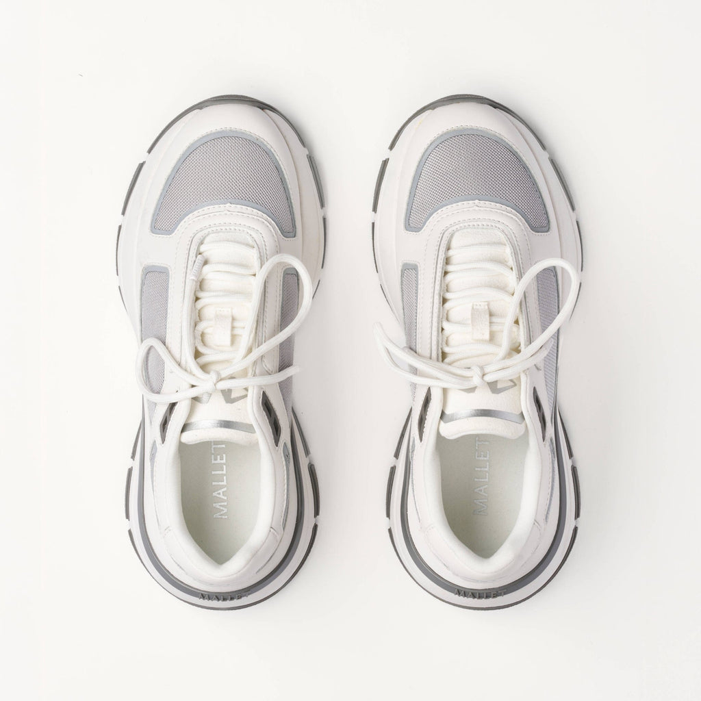 MALLET Alton Men's White Chrome Leather Trainers — UK 05 — Size White — Detail View