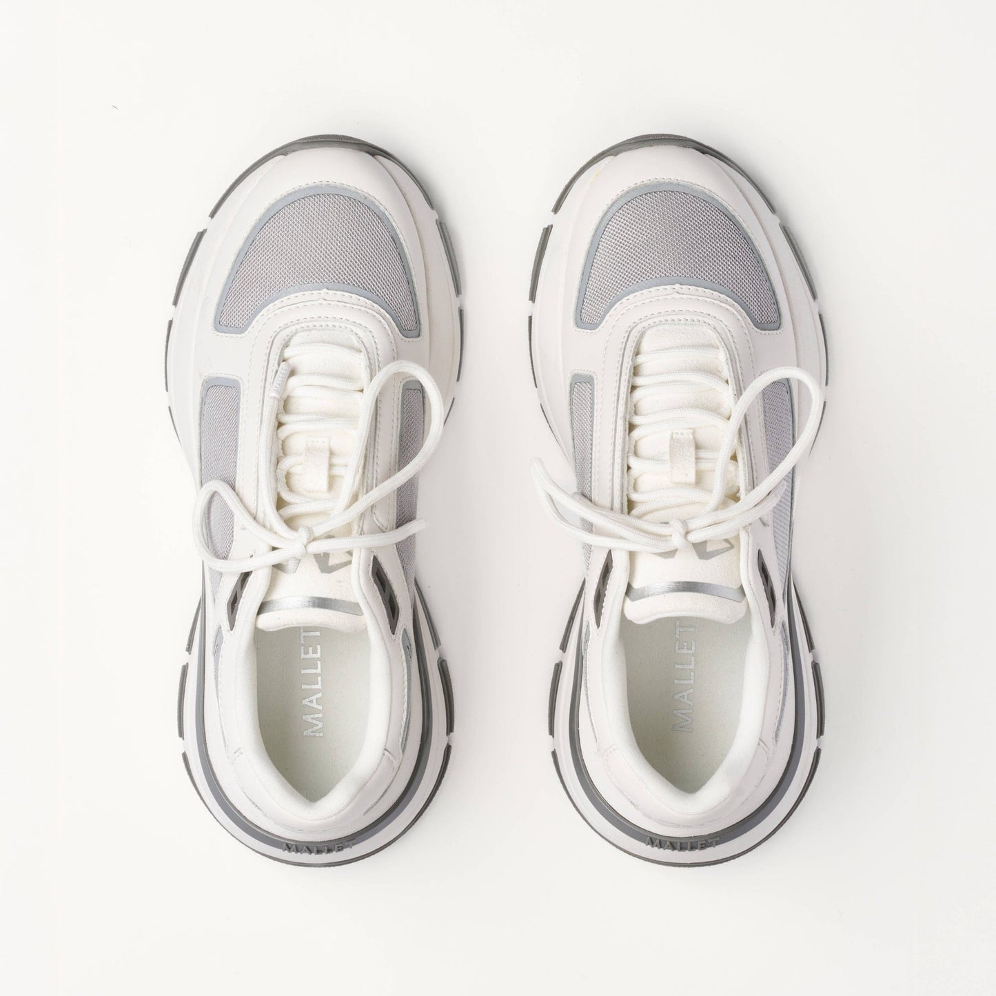 MALLET Alton Men's White Chrome Leather Trainers — UK 05 — Size White — Detail View
