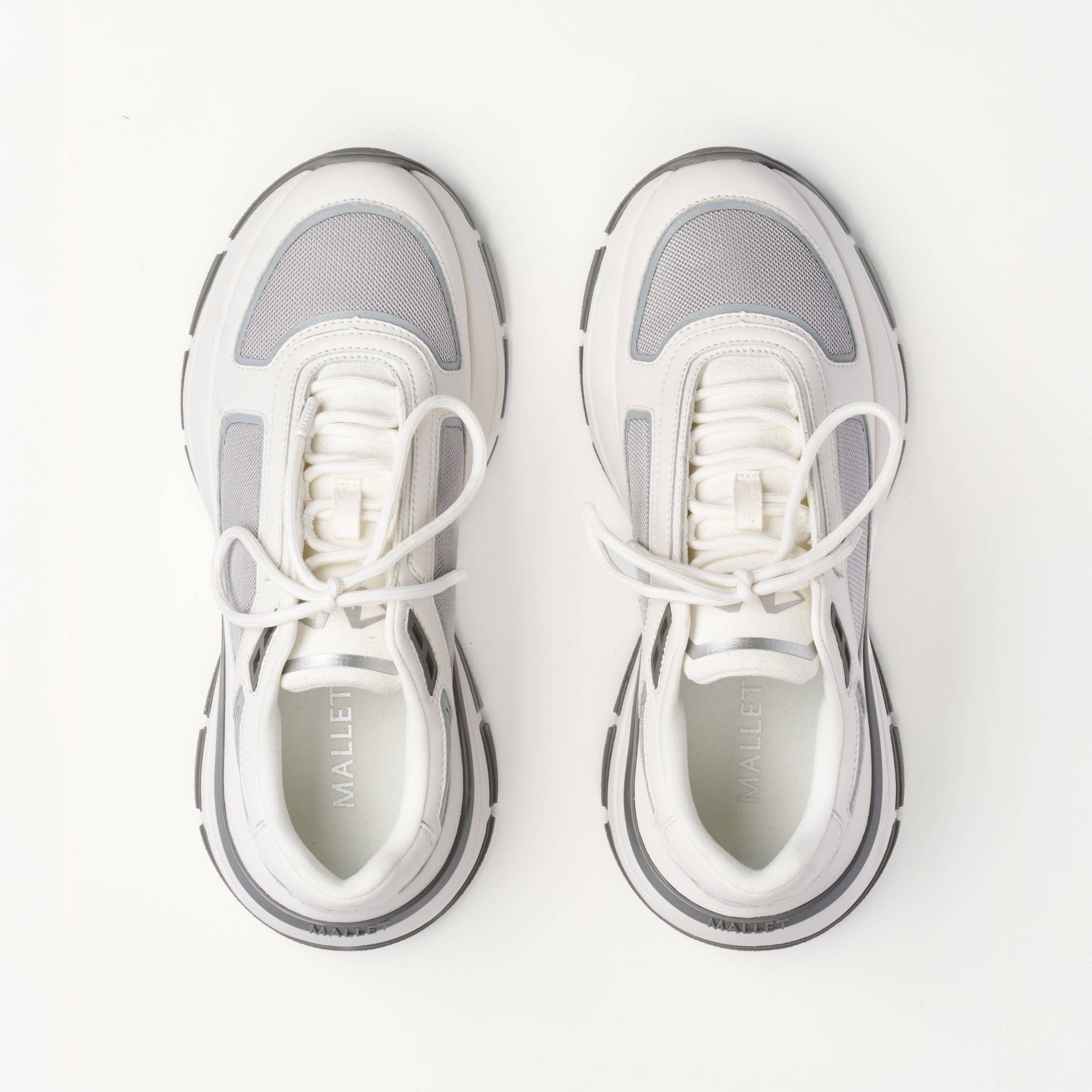 MALLET Alton Men's White Chrome Leather Trainers — UK 05 — Size White — Detail View