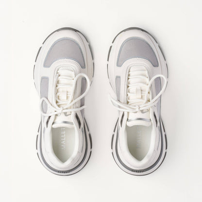 MALLET Alton Men's White Chrome Leather Trainers — UK 05 — Size White — Detail View