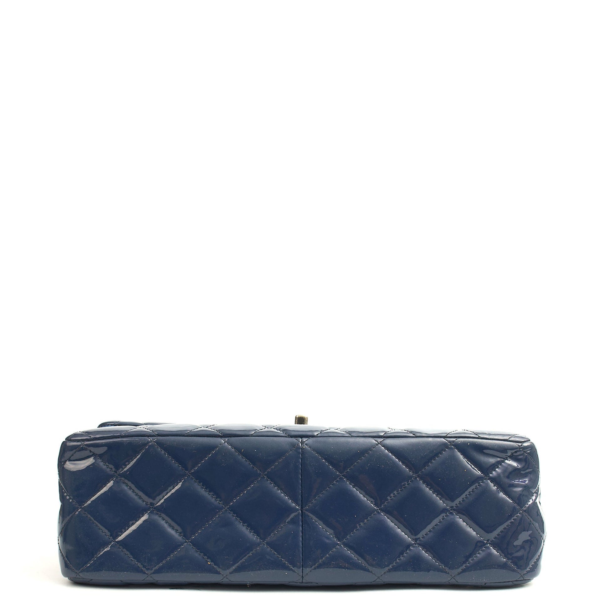 Chanel Shoulder Bag Jumbo - Double Flap in Navy, Patent Leather — Top View