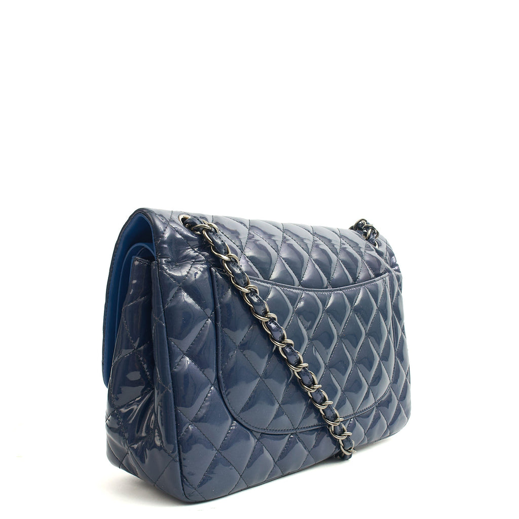 Chanel Shoulder Bag Jumbo - Double Flap in Navy, Patent Leather — Alternate View 24