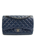 Chanel Shoulder Bag Jumbo - Double Flap in Navy, Patent Leather — Front View
