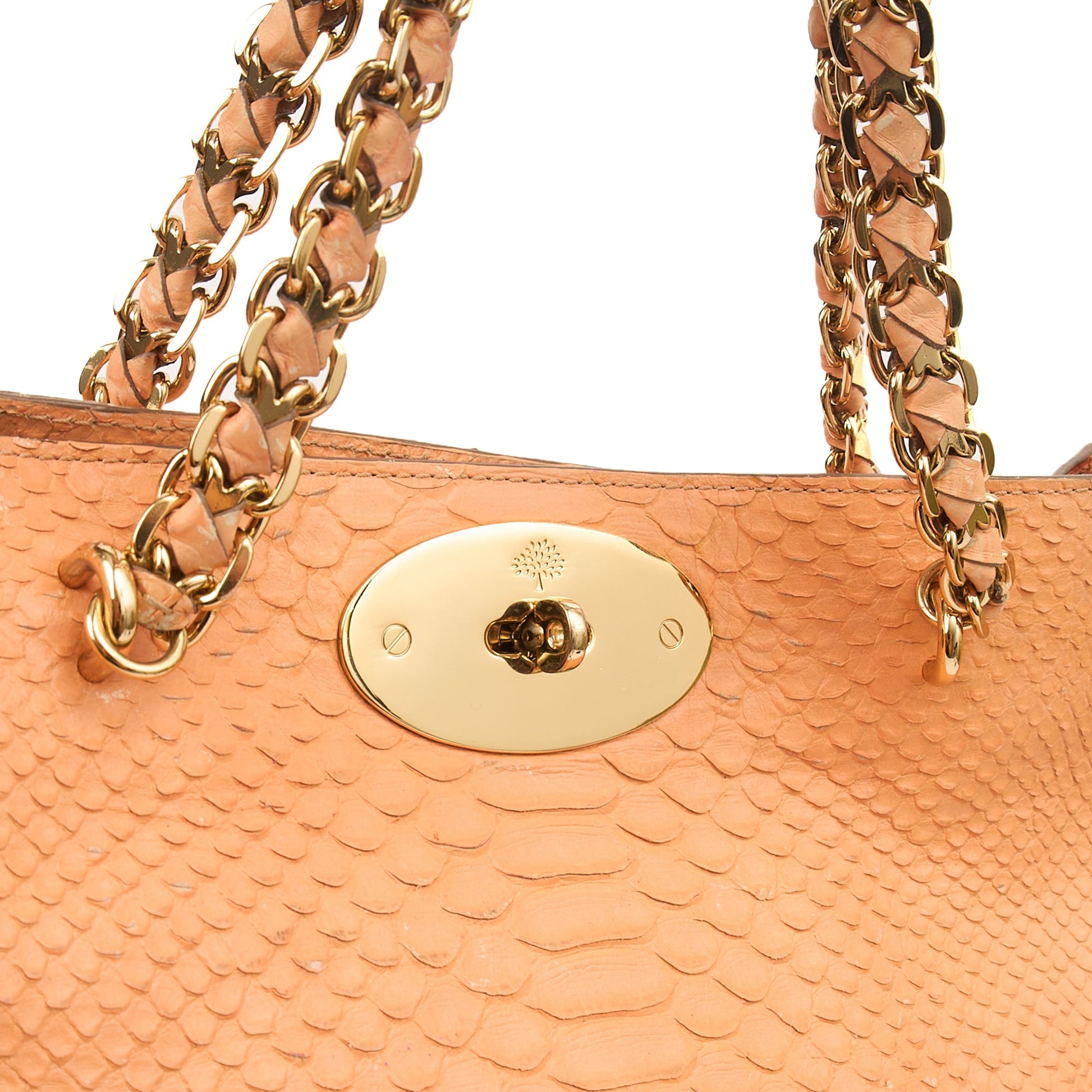 Mulberry Tote Cecily Tote in Coral Orange, Exotic Effect Leather — Lifestyle View