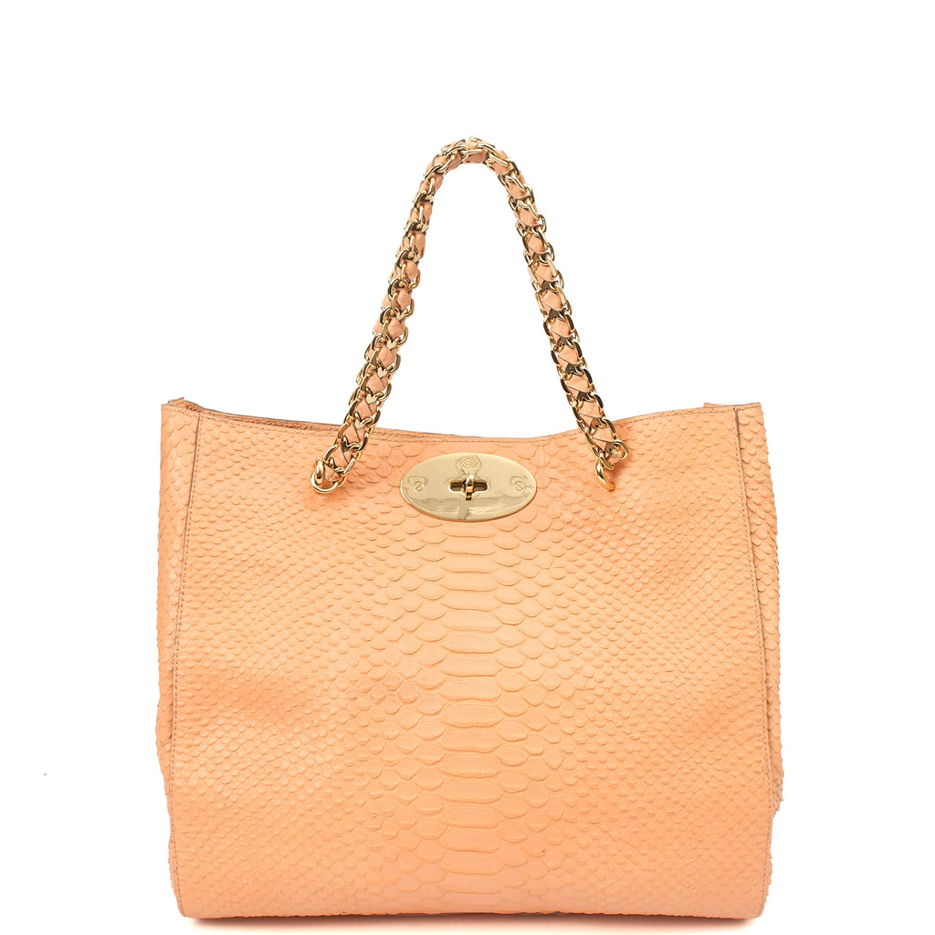 Mulberry Tote Cecily Tote in Coral Orange, Exotic Effect Leather — Alternate View 7