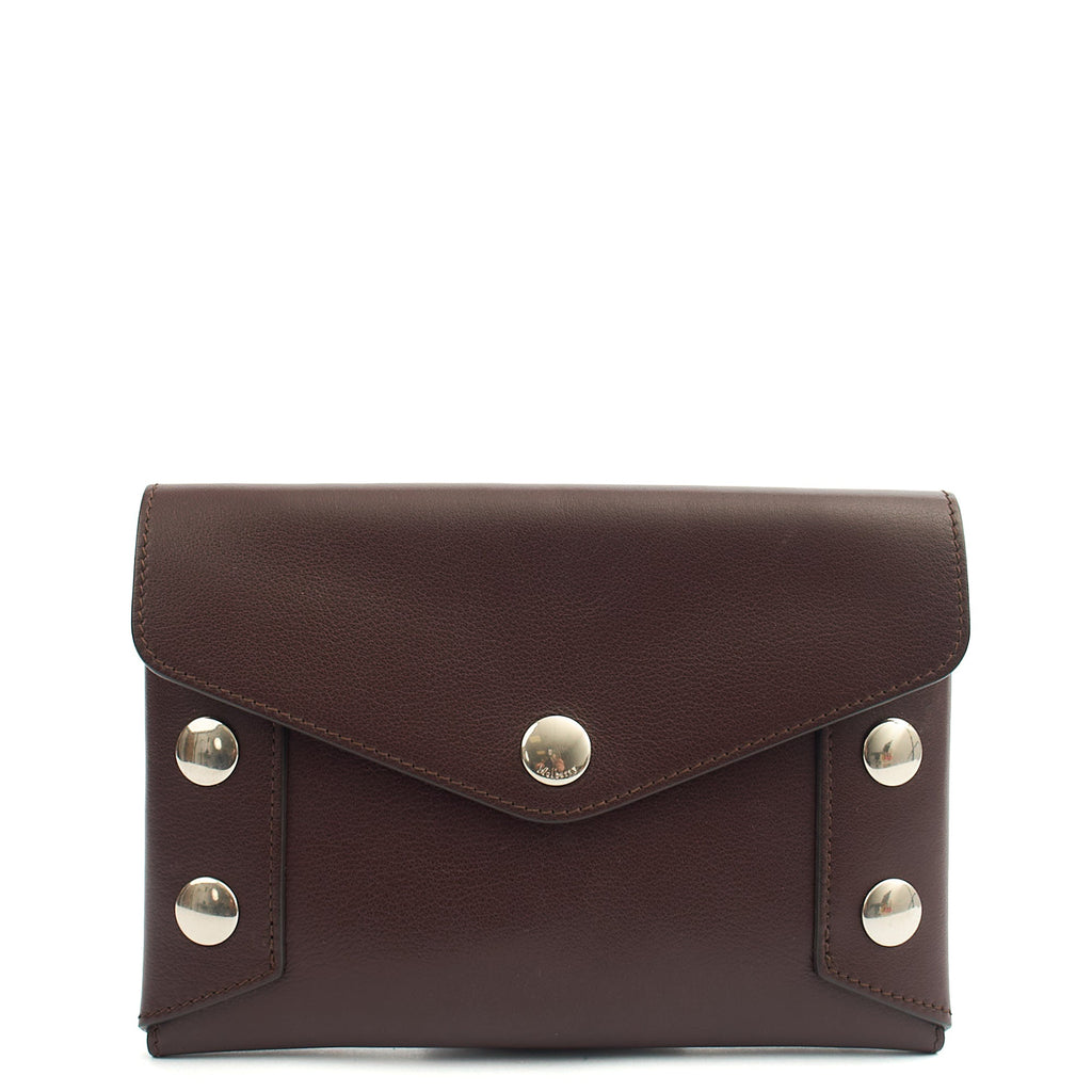 Mulberry Clutch Studded Pouch in Oxblood, Leather — Front View