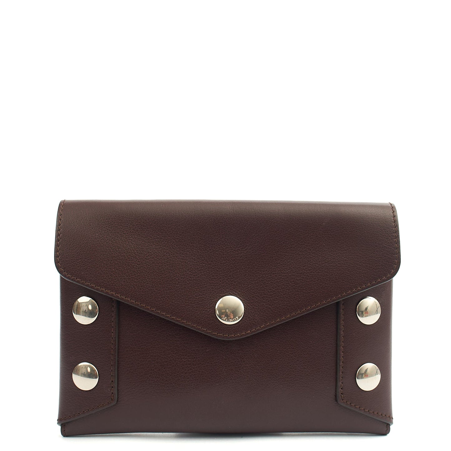Mulberry Clutch Studded Pouch in Oxblood, Leather — Front View