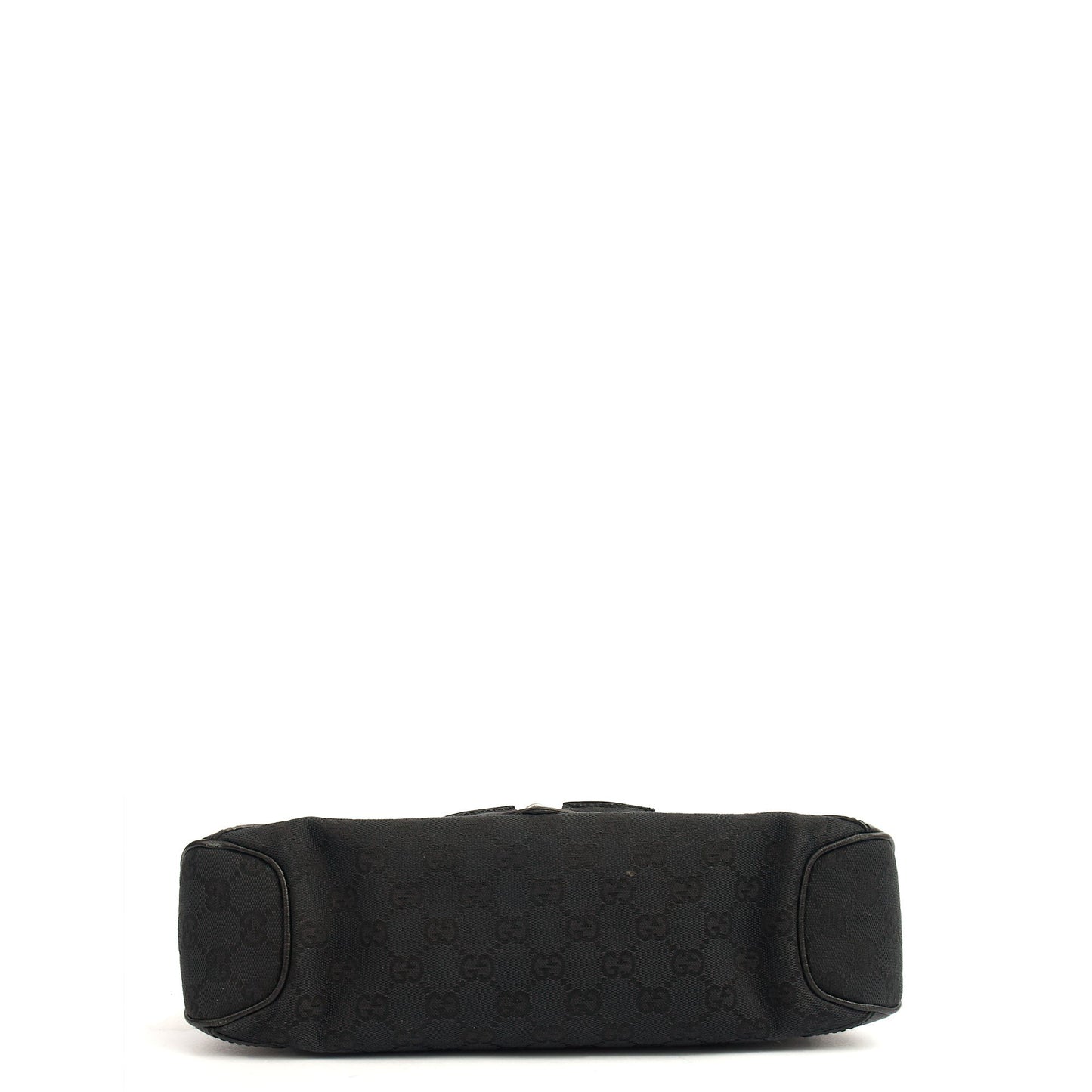 Gucci Shoulder Bag Horsebit Chain Shoulder Bag in Black, GG Canvas — Top View