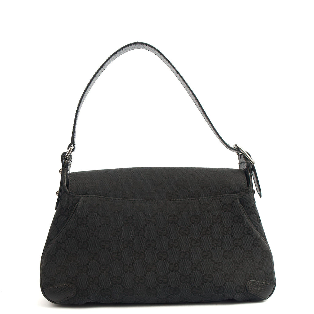 Gucci Shoulder Bag Horsebit Chain Shoulder Bag in Black, GG Canvas — Alternate View 9