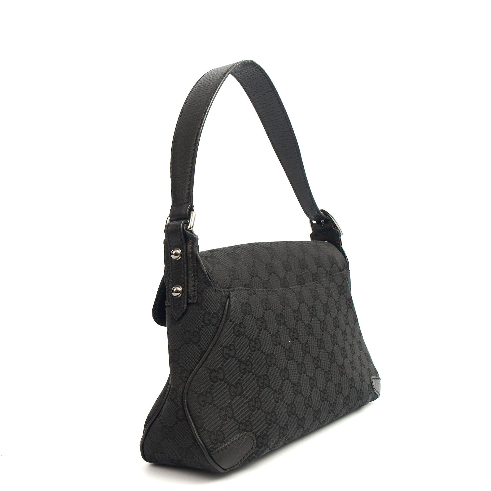Gucci Shoulder Bag Horsebit Chain Shoulder Bag in Black, GG Canvas — Alternate View 8