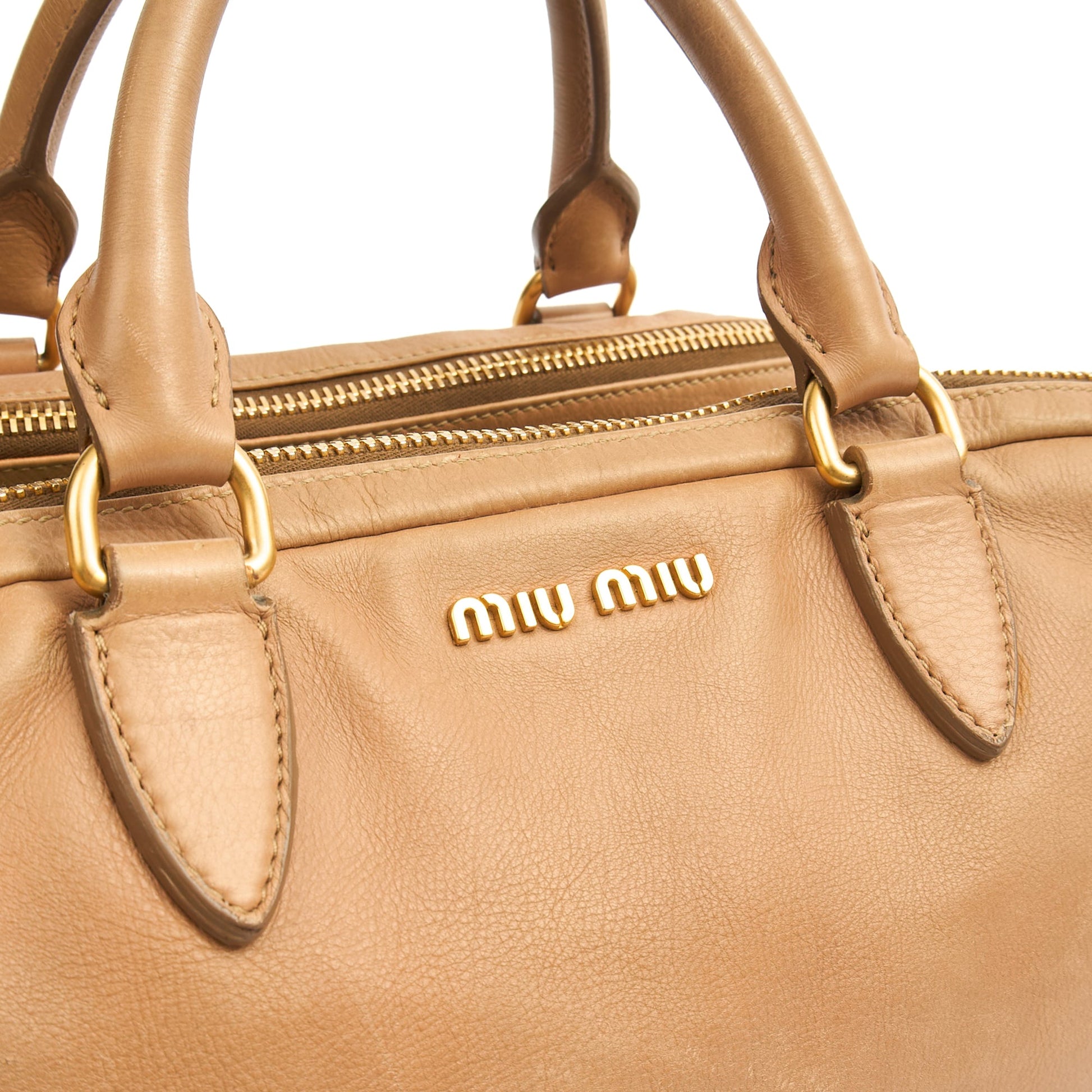 Miu Miu Tote in Neutral, Leather — Lifestyle View