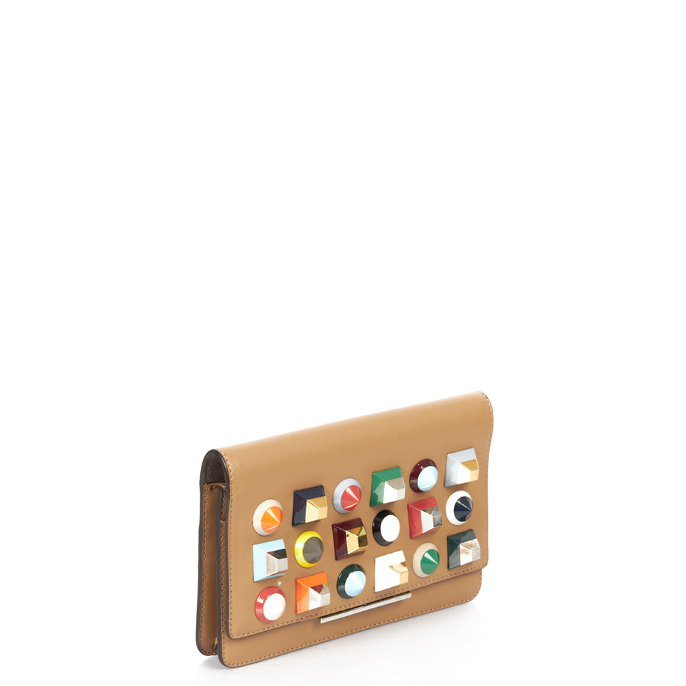 Fendi Cross Body Wallet on Chain  in Neutral, Leather — Side View