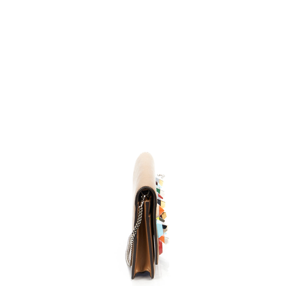 Fendi Cross Body Wallet on Chain  in Neutral, Leather — Back View