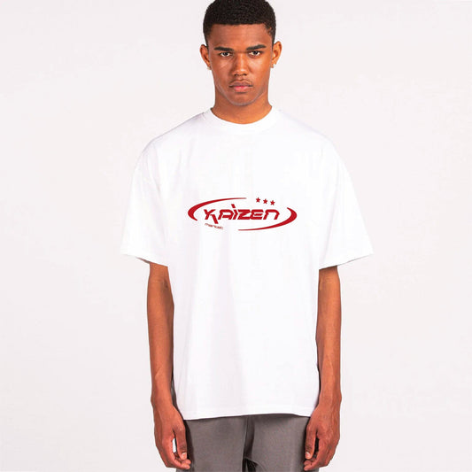 KAIZEN MARKET HI JACKER TEE WHITE — SMALL — Side View