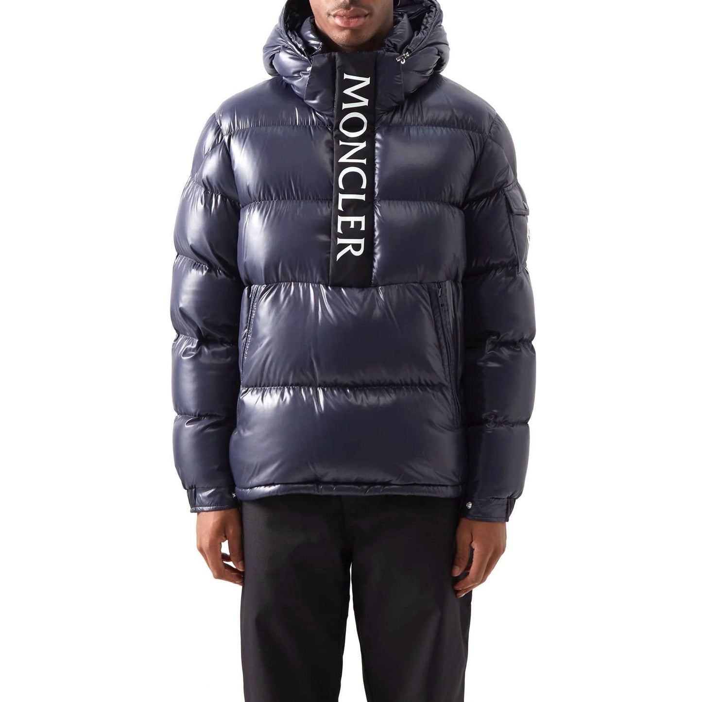 MONCLER Maury hooded half-zip down coat — XXS — Side View