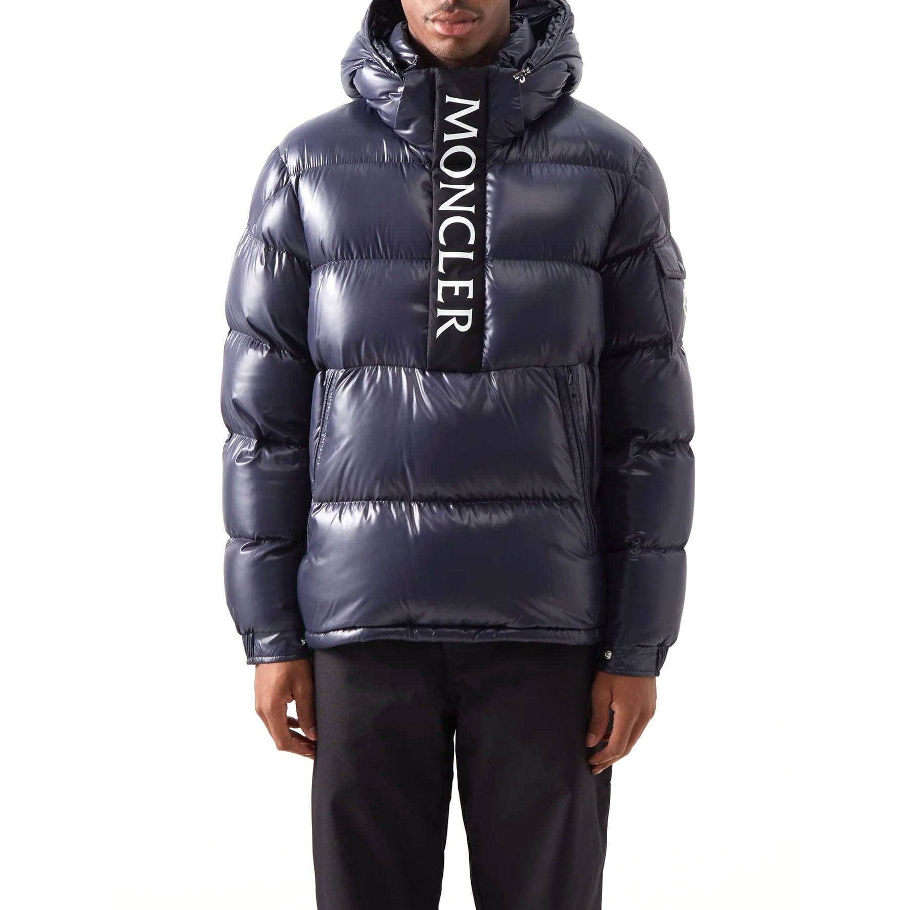 MONCLER Maury hooded half-zip down coat — XXS — Side View