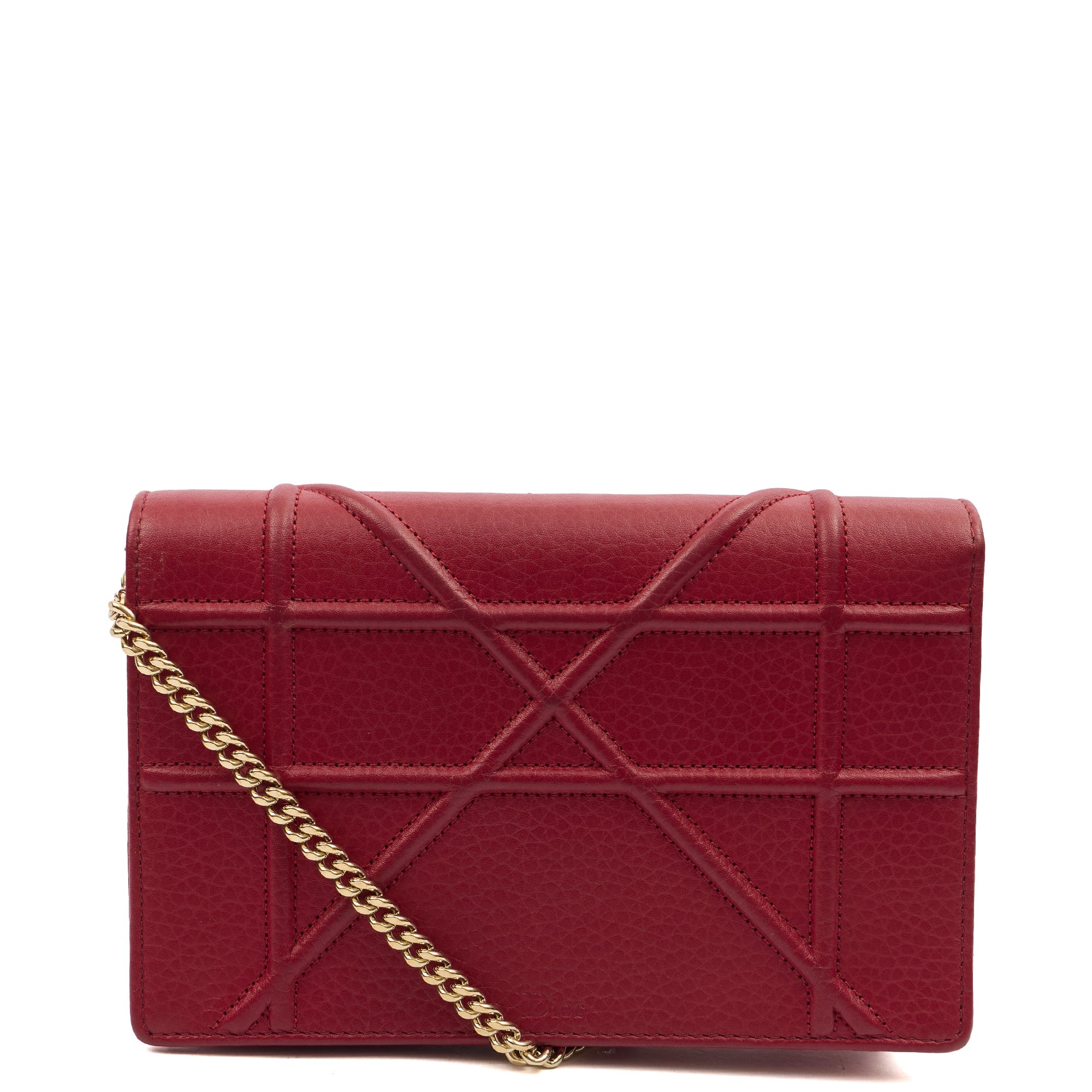Christian Dior Clutch Diorama WOC in Burgundy, Calfskin — Back View