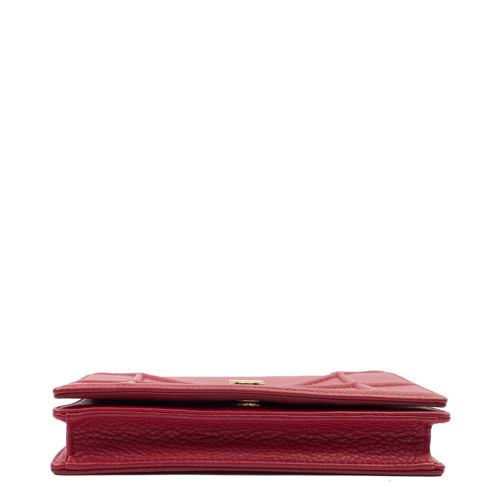 Christian Dior Clutch Diorama WOC in Burgundy, Calfskin — Top View