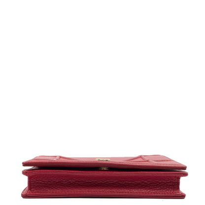 Christian Dior Clutch Diorama WOC in Burgundy, Calfskin — Top View