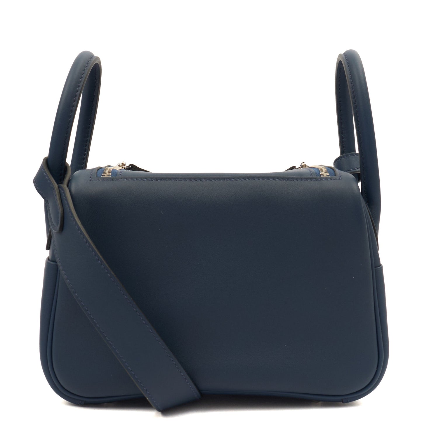 Hermes Lindy - Mini in Bleu Encre, Swift (Gulli35) Leather — Top View