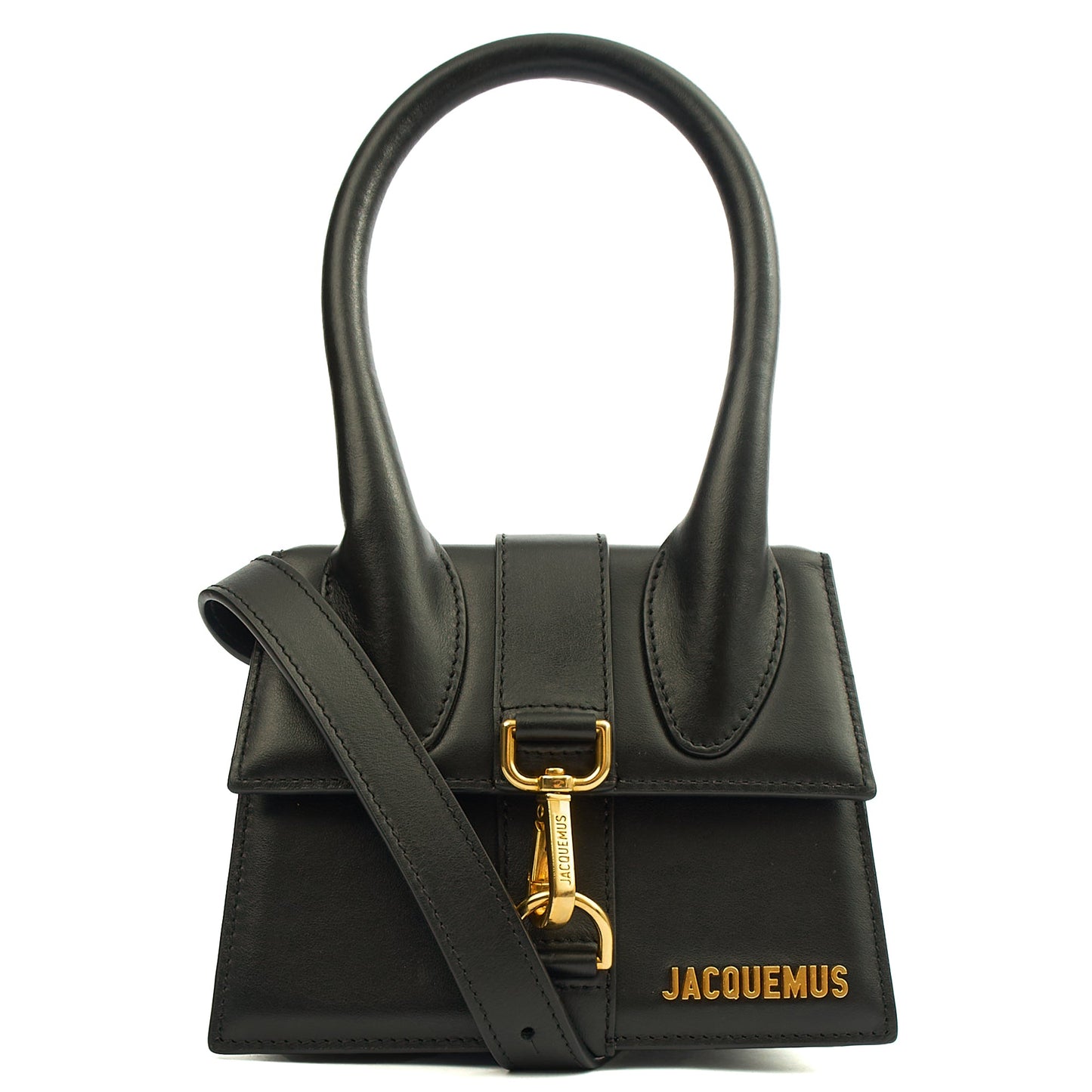 Jacquemus Mini Bag Le Chiquito Moyen in Black, Leather — Front View