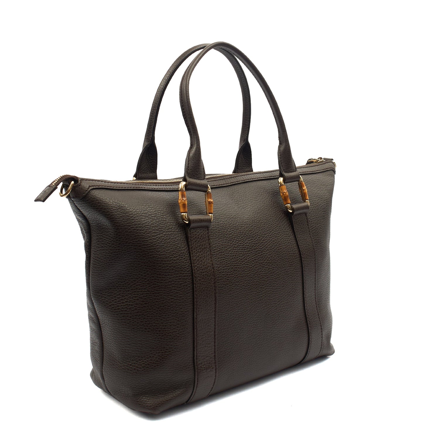 Gucci Tote Shoulder Bag in Brown, Leather — Side View