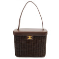 Chanel Tote Wicker Basket Bag in Brown, Plastic — Front View