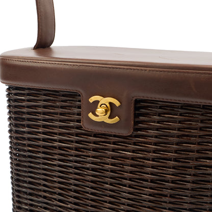 Chanel Tote Wicker Basket Bag in Brown, Plastic — Lifestyle View
