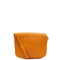 Bottega Veneta Shoulder Bag Intrecciato Flap Shoulder Bag in Orange, Intrecciato Nappa — Front View