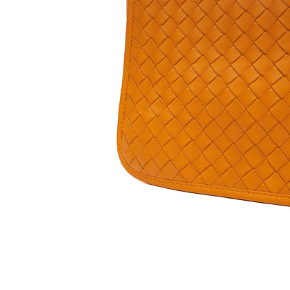 Bottega Veneta Shoulder Bag Intrecciato Flap Shoulder Bag in Orange, Intrecciato Nappa — Detail View
