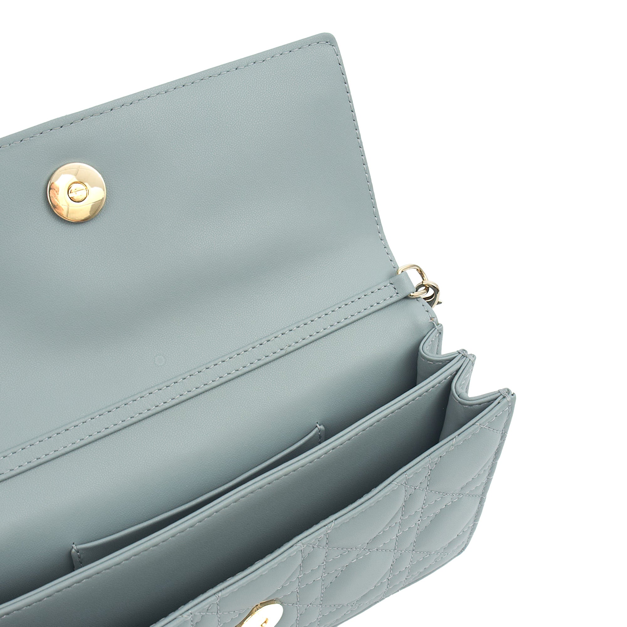 Christian Dior Top Handle My Dior Daily Chain Pouch in Blue, Cannage Quilted Grain Skin — Alternate View 7