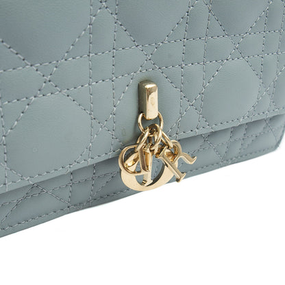Christian Dior Top Handle My Dior Daily Chain Pouch in Blue, Cannage Quilted Grain Skin — Lifestyle View