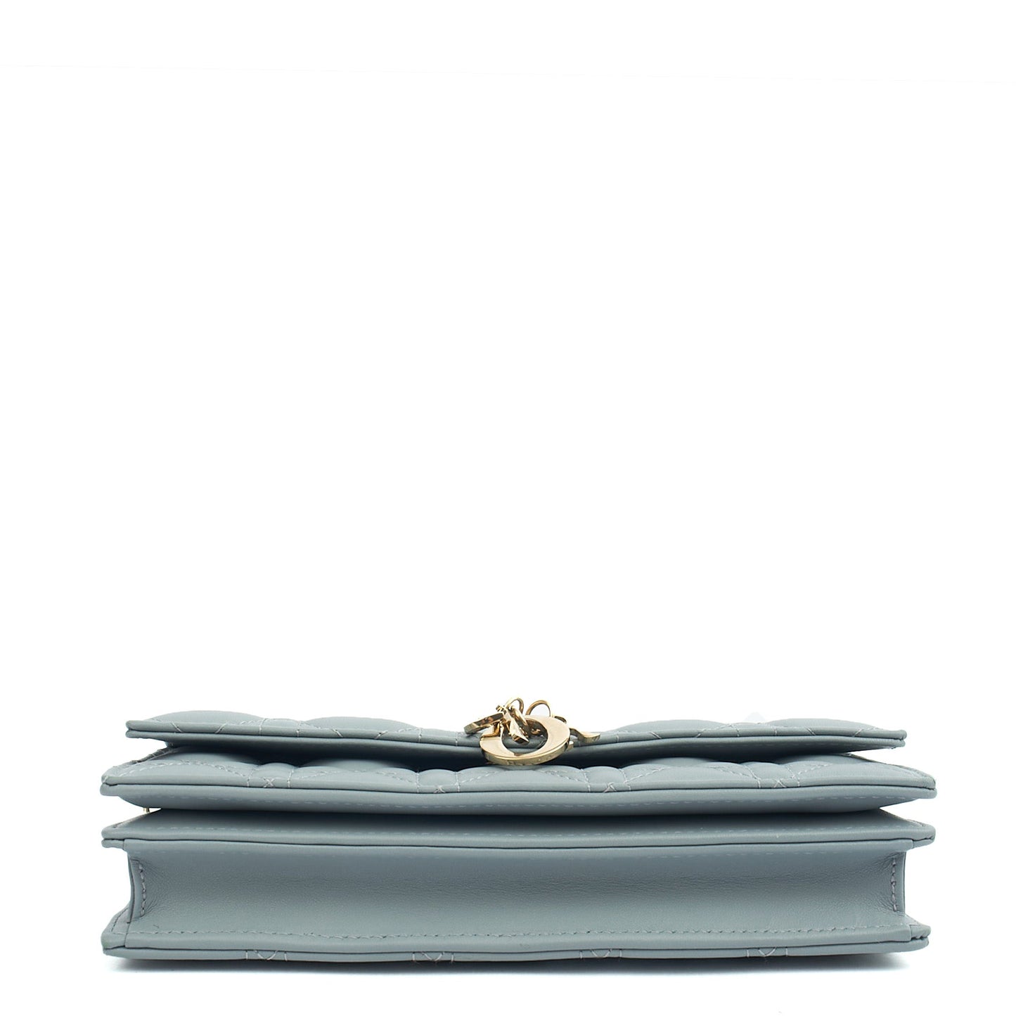 Christian Dior Top Handle My Dior Daily Chain Pouch in Blue, Cannage Quilted Grain Skin — Detail View