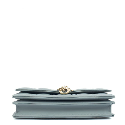 Christian Dior Top Handle My Dior Daily Chain Pouch in Blue, Cannage Quilted Grain Skin — Detail View