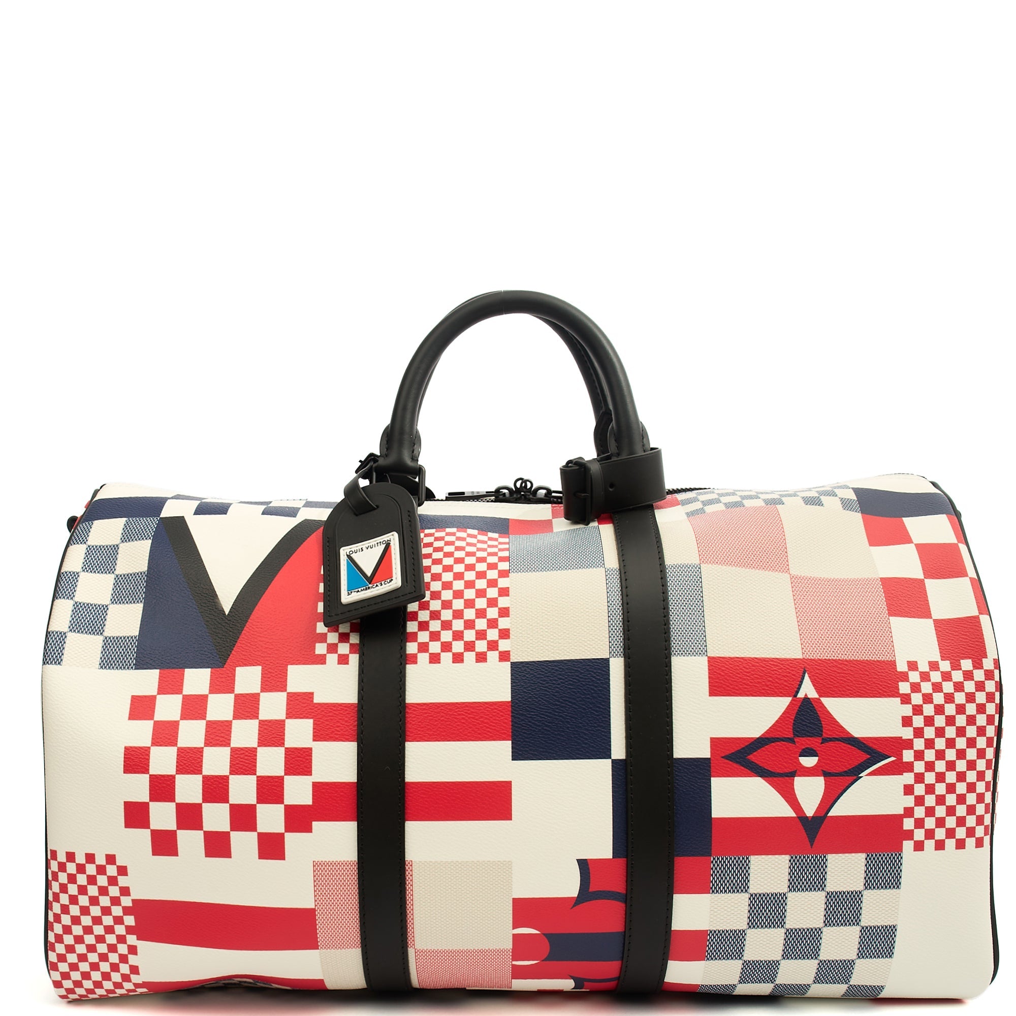 Louis Vuitton Keepall 50 Bandouliere America’s Cup collection in Multi, Canvas — Front View