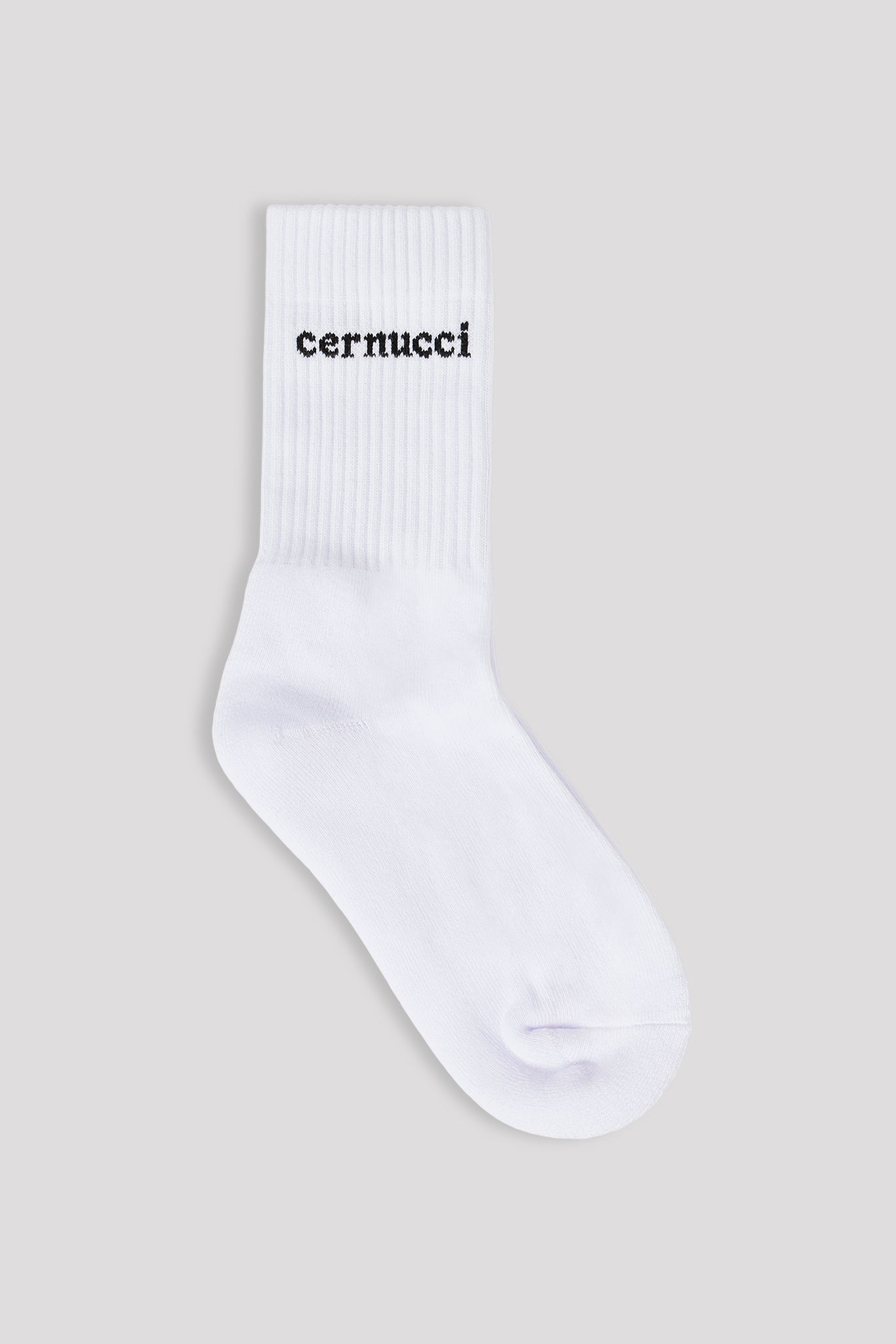 Cernucci Logo Socks - White — One Size — Front View