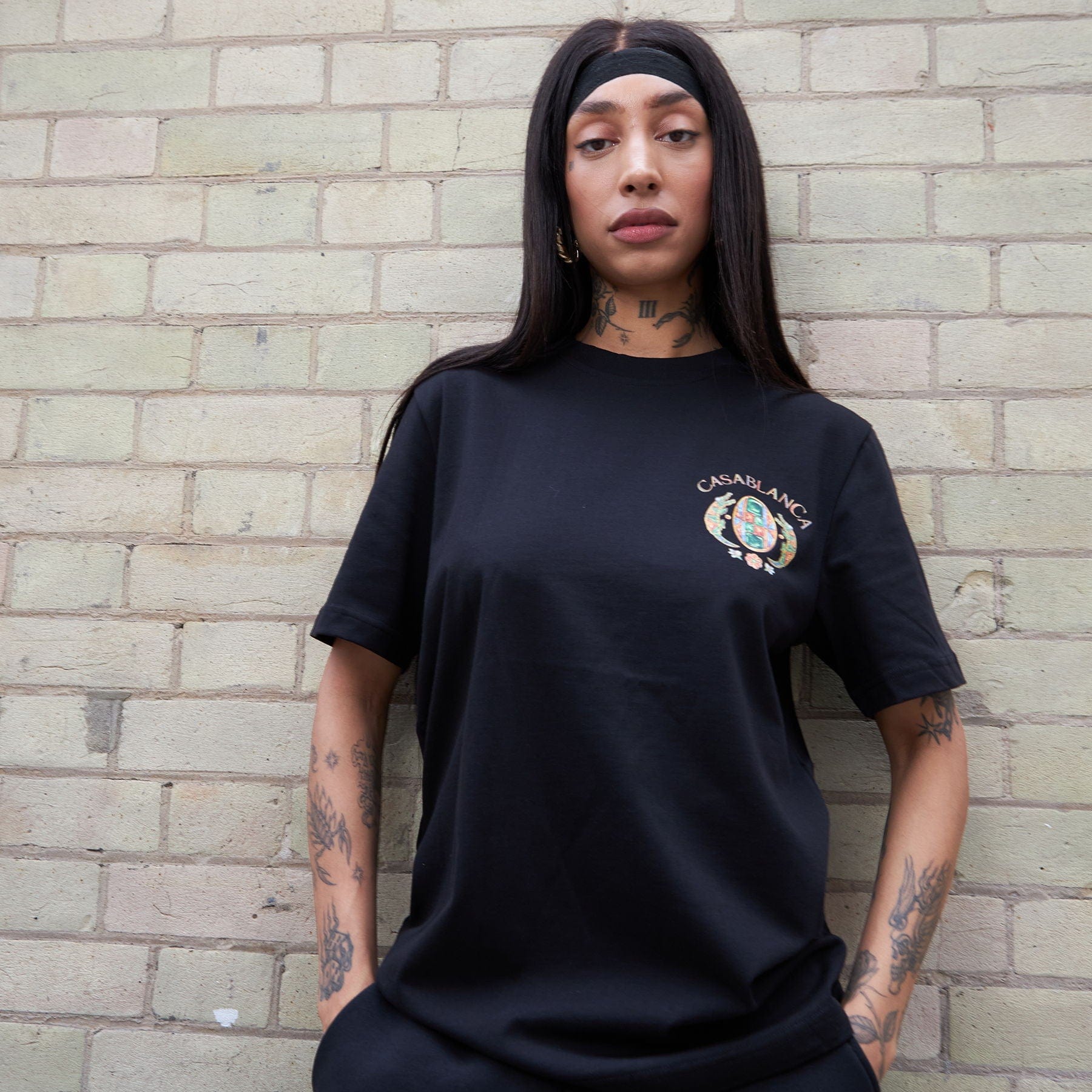 Casablanca Joyaux D Afrique Tennis Club Printed T Shirt 'Black' — XXS — Top View