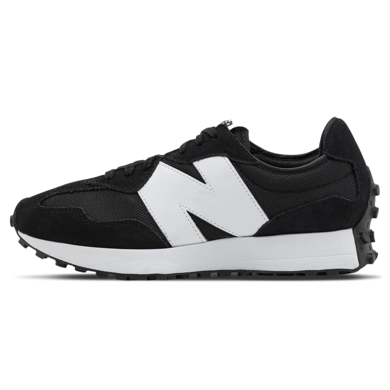 New Balance 327 'Black Silver' — UK 3.5 | EU 36 | US 4 — Front View