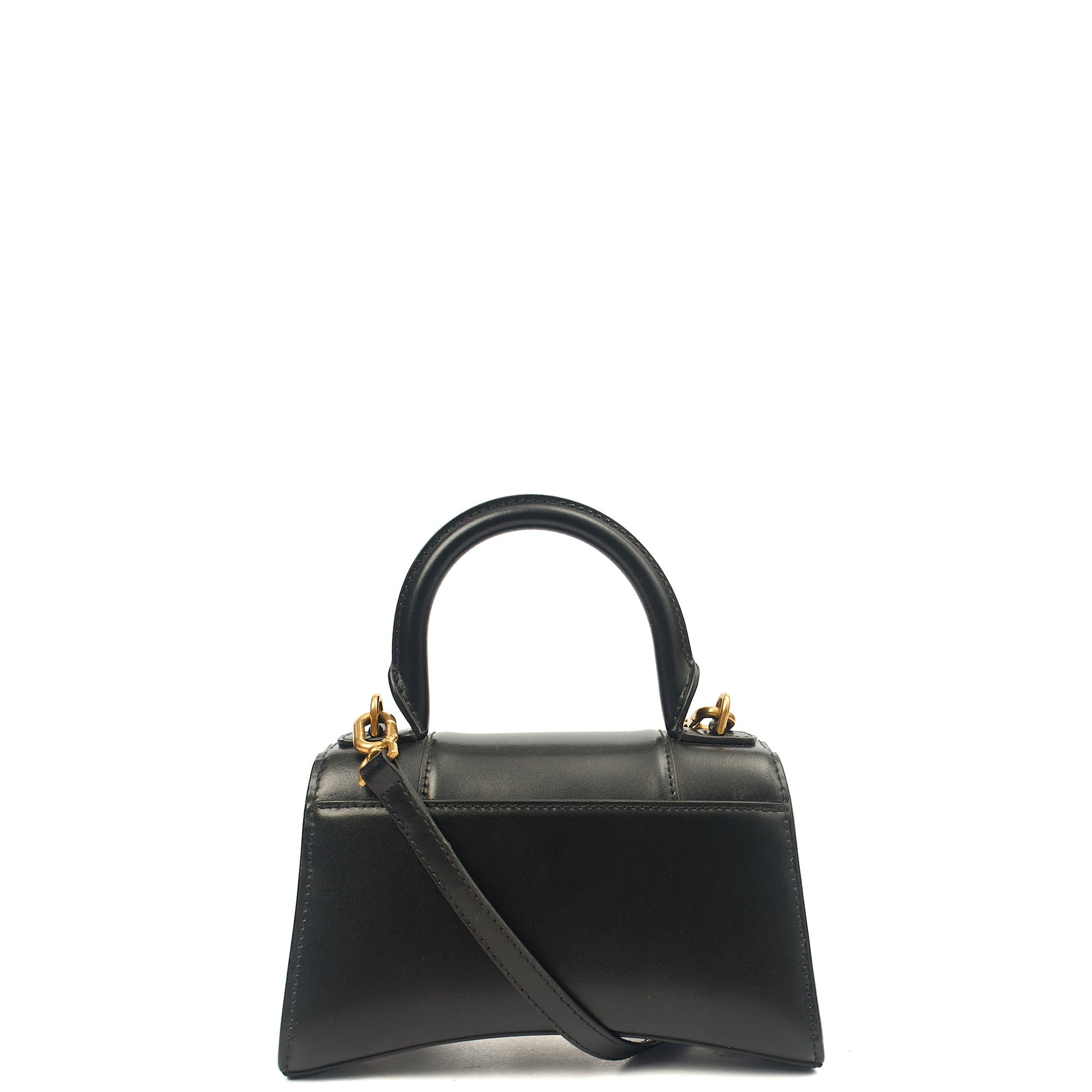 Balenciaga Cross Body Hourglass Top Handle XS in Black, Leather — Back View