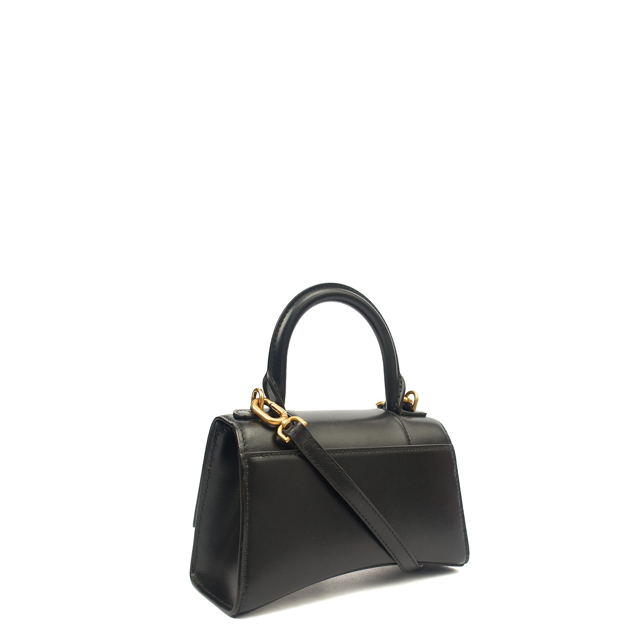 Balenciaga Cross Body Hourglass Top Handle XS in Black, Leather — Side View
