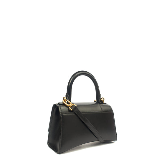 Balenciaga Cross Body Hourglass Top Handle XS in Black, Leather — Side View