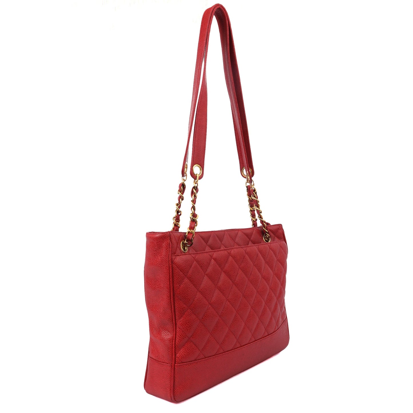 Chanel Tote Tote in Red, Caviar Leather — Back View